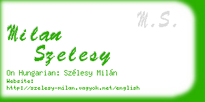 milan szelesy business card
